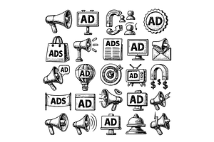 Advertising Marketing Icon Set, an Object Graphic by RT Studio