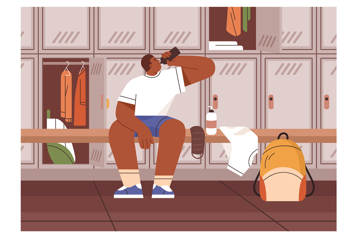 Athletes in gym dressing room, a Sport Illustration by Good Studio (Photo 3 of 3)