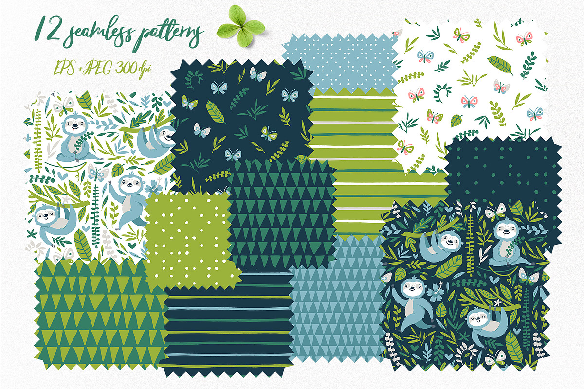 Sloths. Clipart, patterns & prints., an Animal Illustration by MagicForestory (Photo 4 of 10)