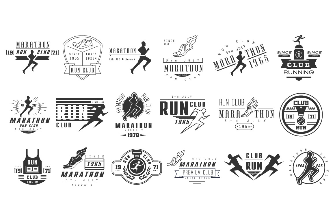 Running club labels, a Branding & Logo Template by TopVectors