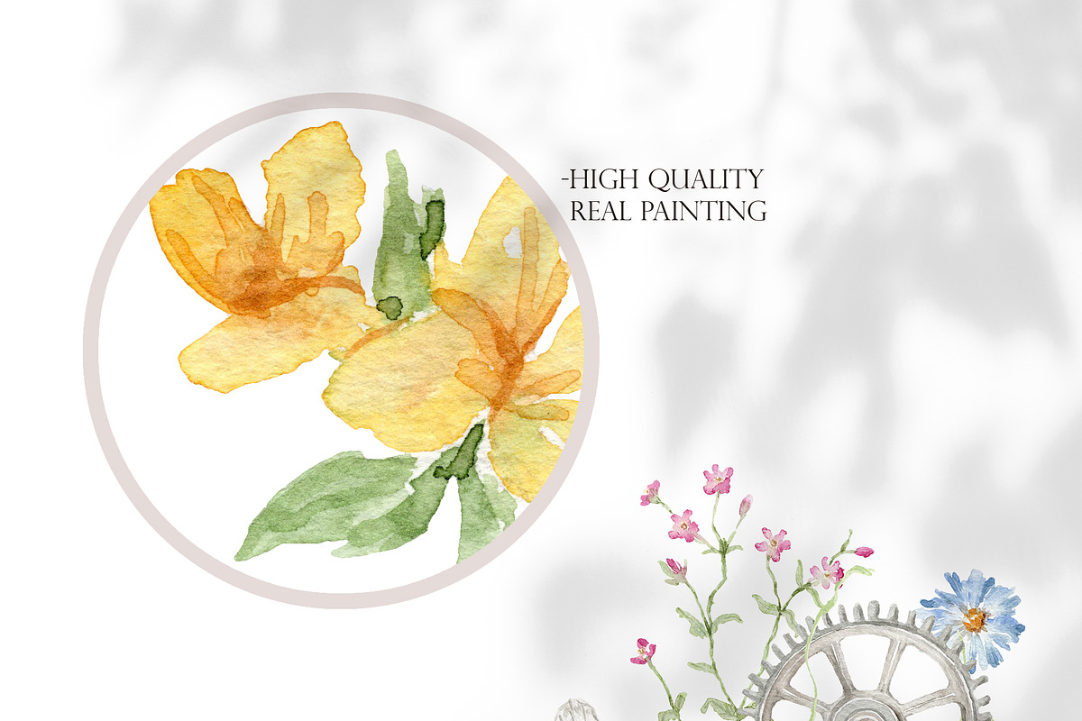 Watercolor MECHANIC GARDEN FLORAL, a Decorative Illustration by Beigetime (Photo 4 of 9)