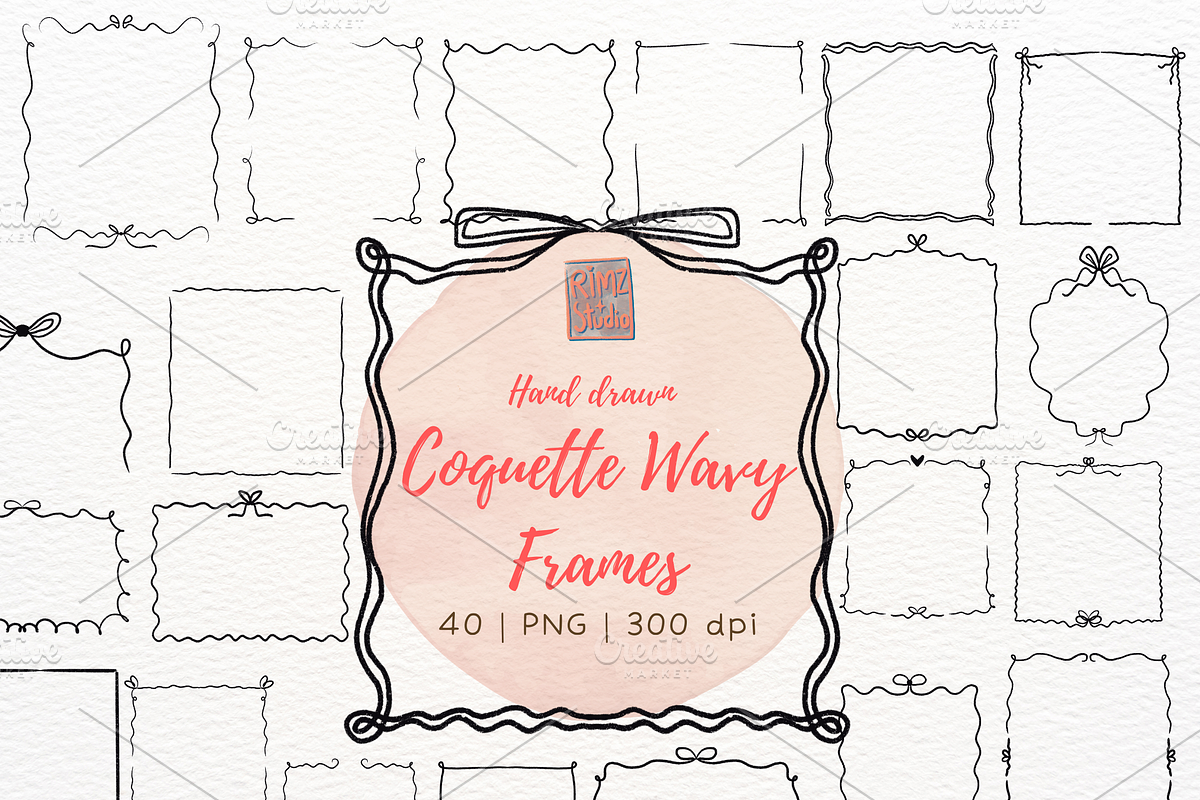Coquette Wavy Frames hand drawn png, an Illustration by RimzStudio (Photo 1 of 16)