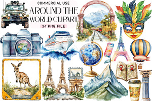 Adventure Around the World Clipart, an Illustration by Daily.Designs