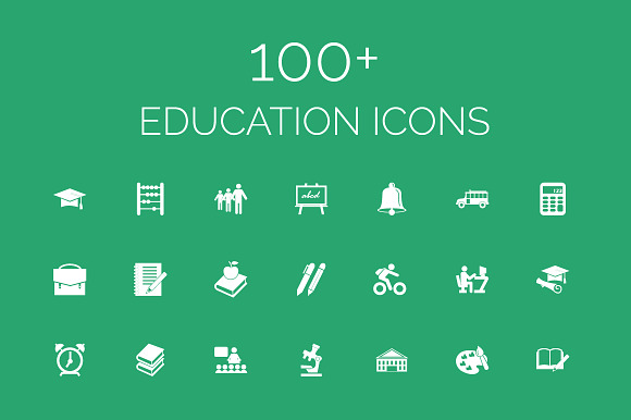 100 Education Vector Icons Pack