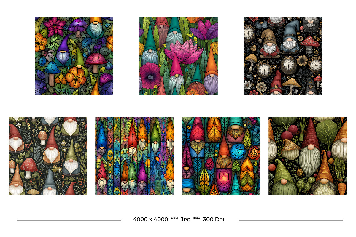 Garden Gnome Retro Art Style Pattern, a Pattern Graphic by karenfoleyphoto (Photo 5 of 8)