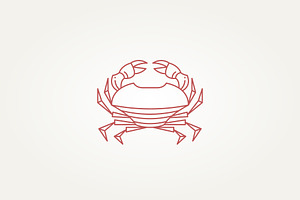 minimalist red crab line art logo, a Branding & Logo Template by Blazybone