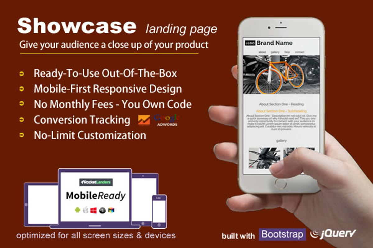 Showcase - Landing Page, a Landing Page Template by RocketLanders Templates (Photo 1 of 5)