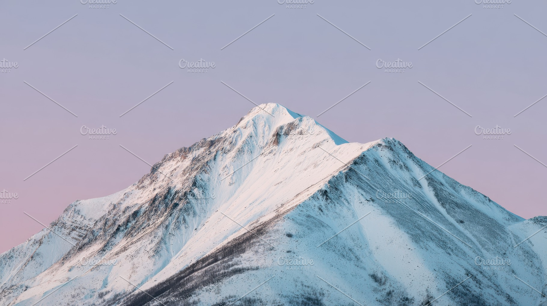 Snow-covered mountain at sunrise, a Photo by Beautiful things
