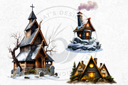 Watercolor Winter Scenes Cliparts, a Seasonal Illustration by ThatsDesignArt (Thumbnail 6 of 17)