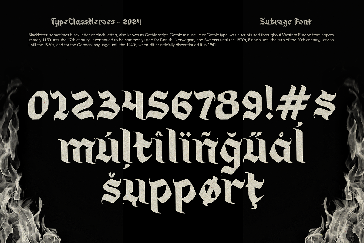 Subrage Blackletter, a Blackletter Font by TypeClassHeroes (Photo 8 of 15)