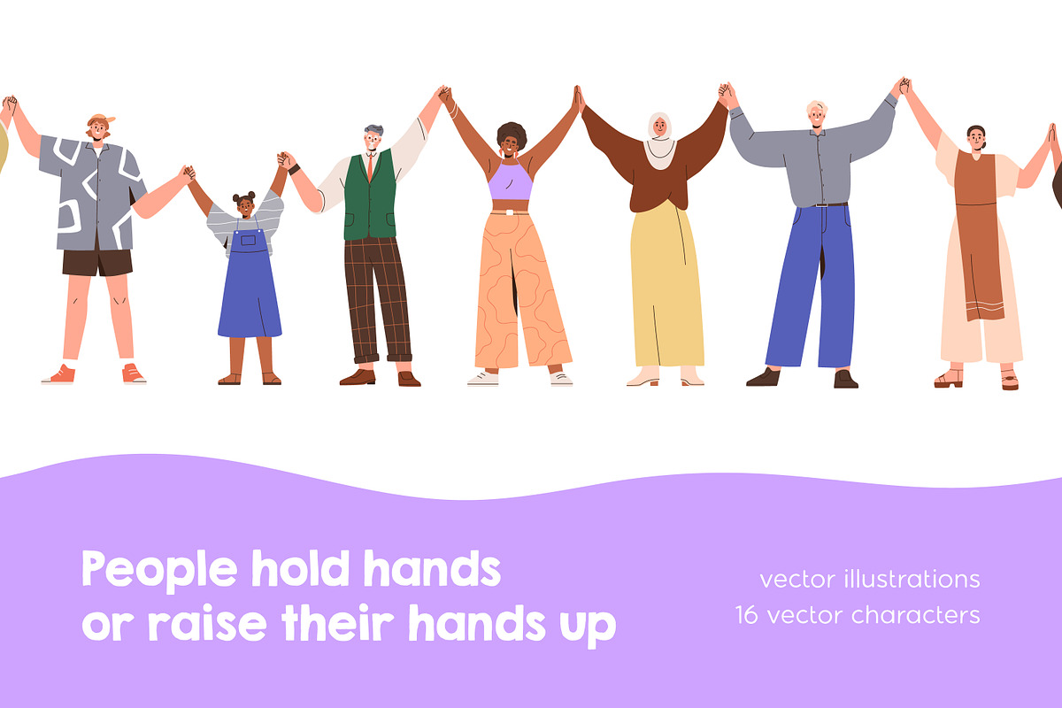 Happy people with raised hands up, a Person Illustration by Good Studio (Photo 1 of 12)