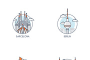 World skylines and Landmarks, an Outline Icon by Creative Graphics (Thumbnail 2 of 4)