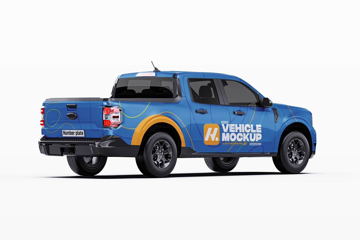 2025 Compact Pickup Truck Mockup Set, an Advertising Mockup by Halal Graphic Studio (Photo 8 of 16)