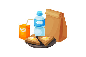 Paper Bag Package with Healthy, a Food Illustration by TopVectors