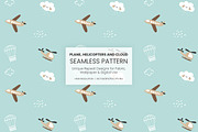 Cute Airplane & Helicopter seamless, a Pattern Graphic by iyhulmonsta (Thumbnail 1 of 3)