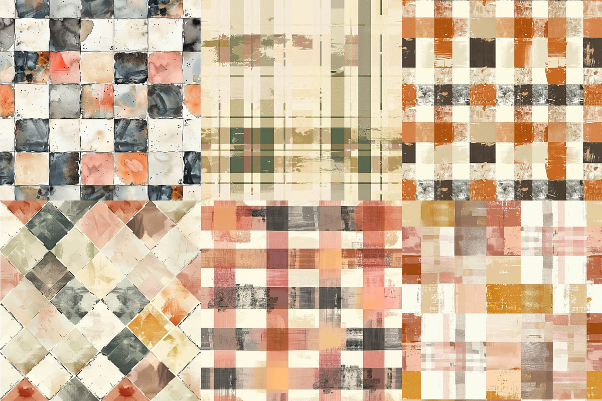 Muted Boho Checkered Backgrounds, a Texture Illustration by DreamPrint404 (Photo 4 of 6)