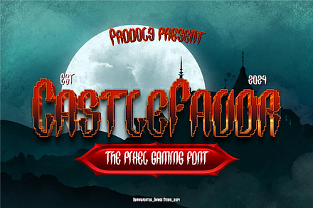 Castlefavor - Pixel Gaming Font, a Font by Dhabee