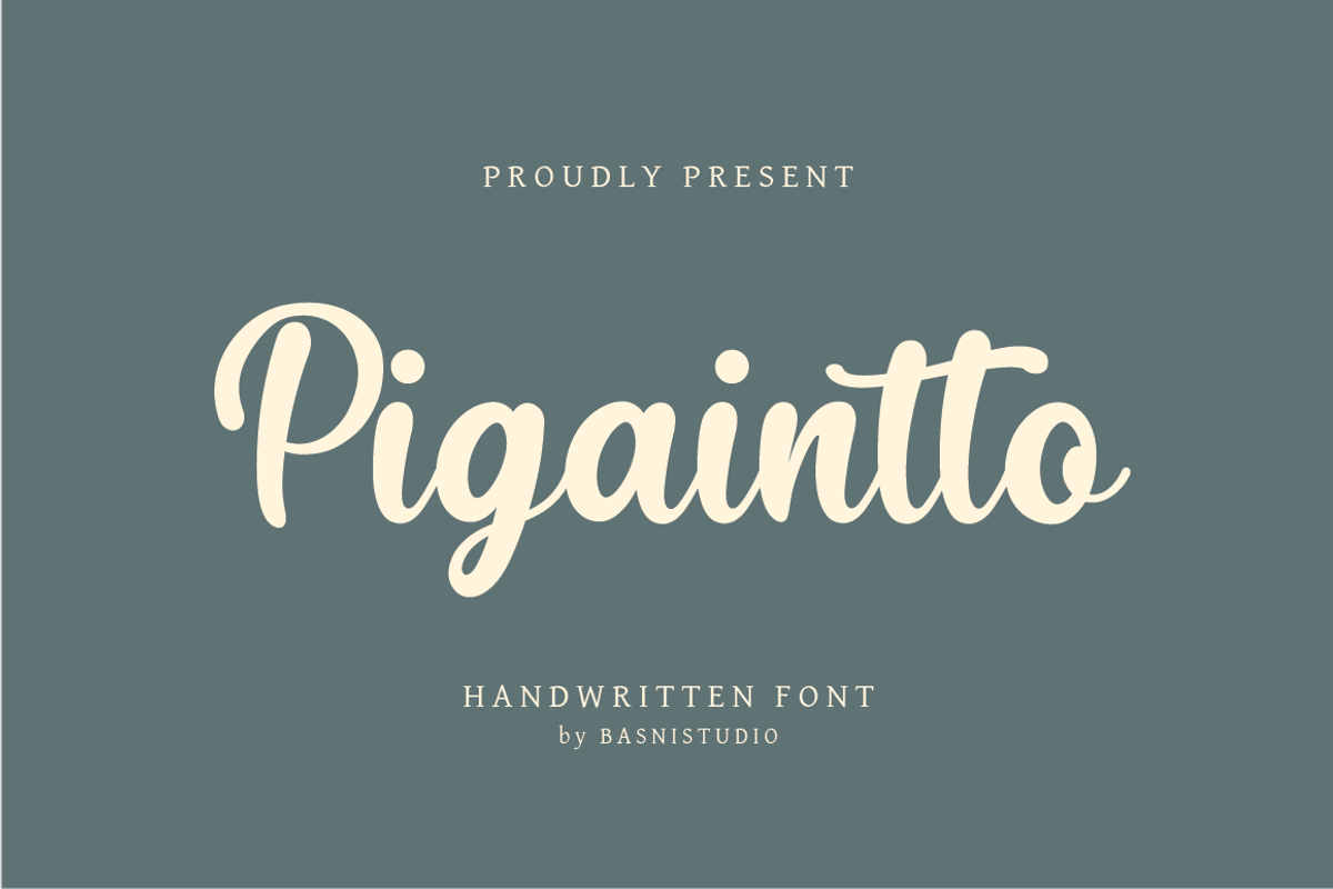 Pigaintto Handwritten Font, a Handwritten Font by Basnistudio (Photo 1 of 10)