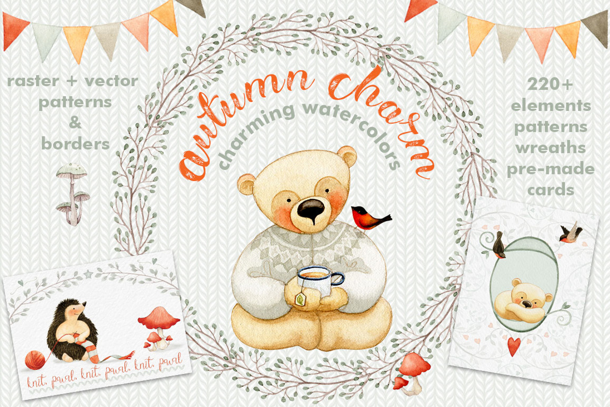 Autumn Charm Watercolor collection, an Illustration by Watercolor Nomads (Photo 1 of 8)
