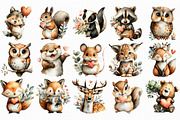 Watercolor Valentine Forest Animals, a Graphic by Libby Wishes (Thumbnail 5 of 7)