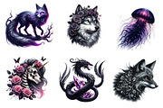 Watercolor Gothic Animals Clipart, an Illustration by CreationArt (Thumbnail 4 of 5)