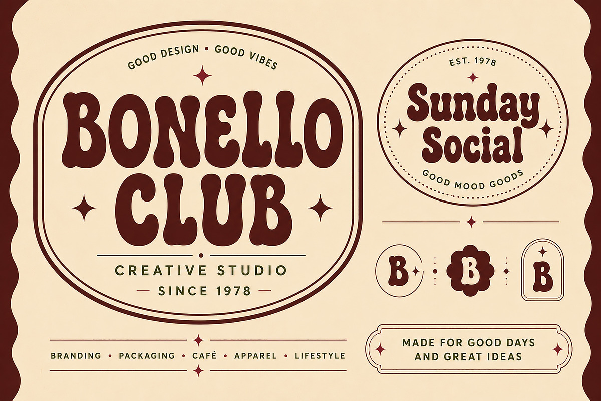 Bonello – Retro Groovy Display Font, a Slab Serif Font by Wow Magic (Photo 4 of 4)