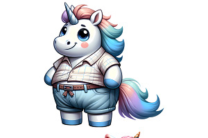 Dad Bod Unicorn Clipart PNG Set