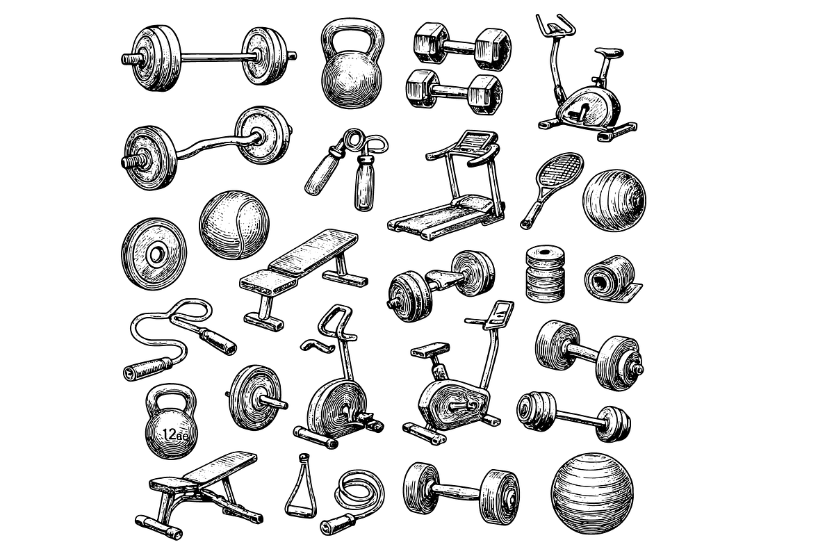 Gym and Fitness Tools Set, an Object Graphic by RT Studio