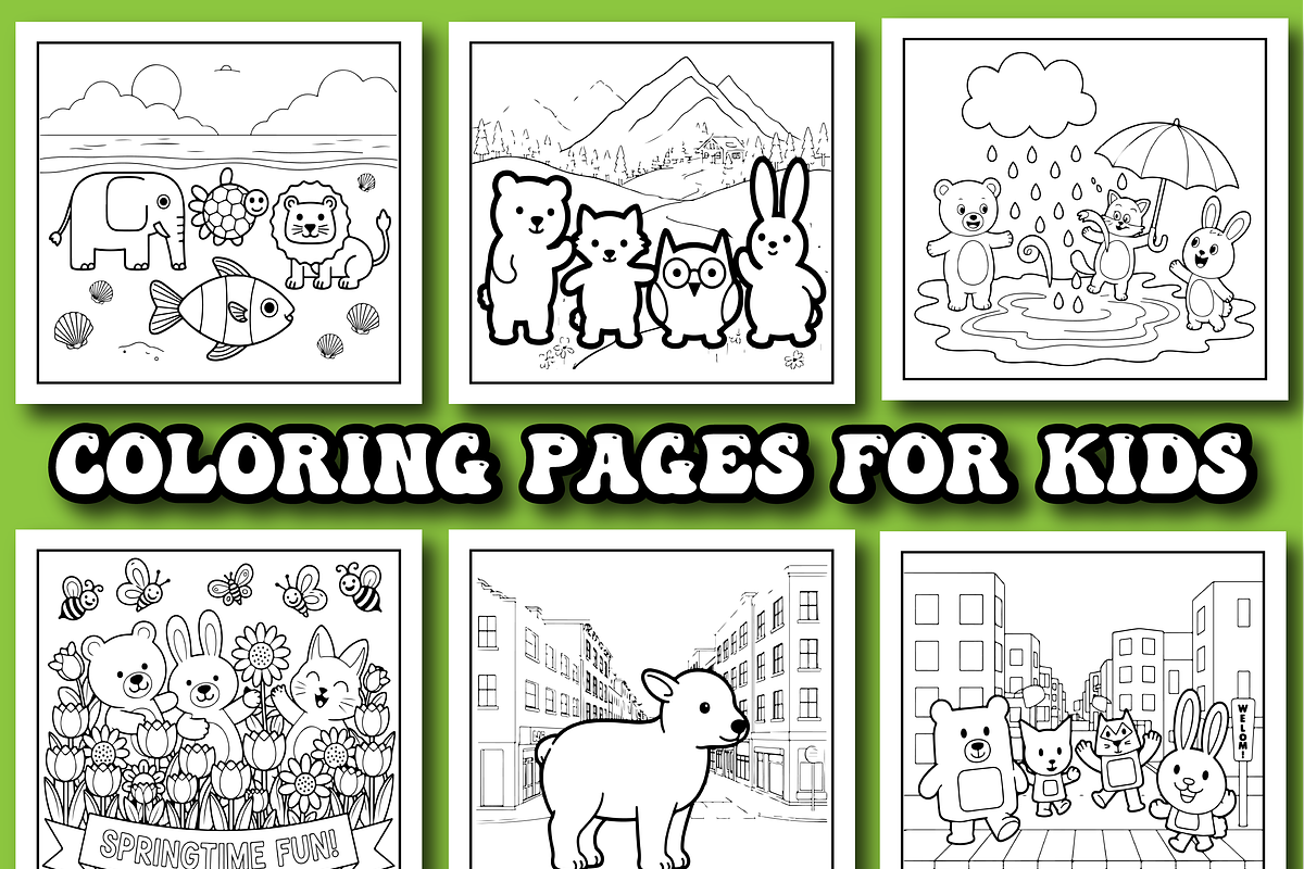 Cute Animal Coloring Pages For Kids, an Animal Illustration by Printable Design Store (Photo 3 of 4)