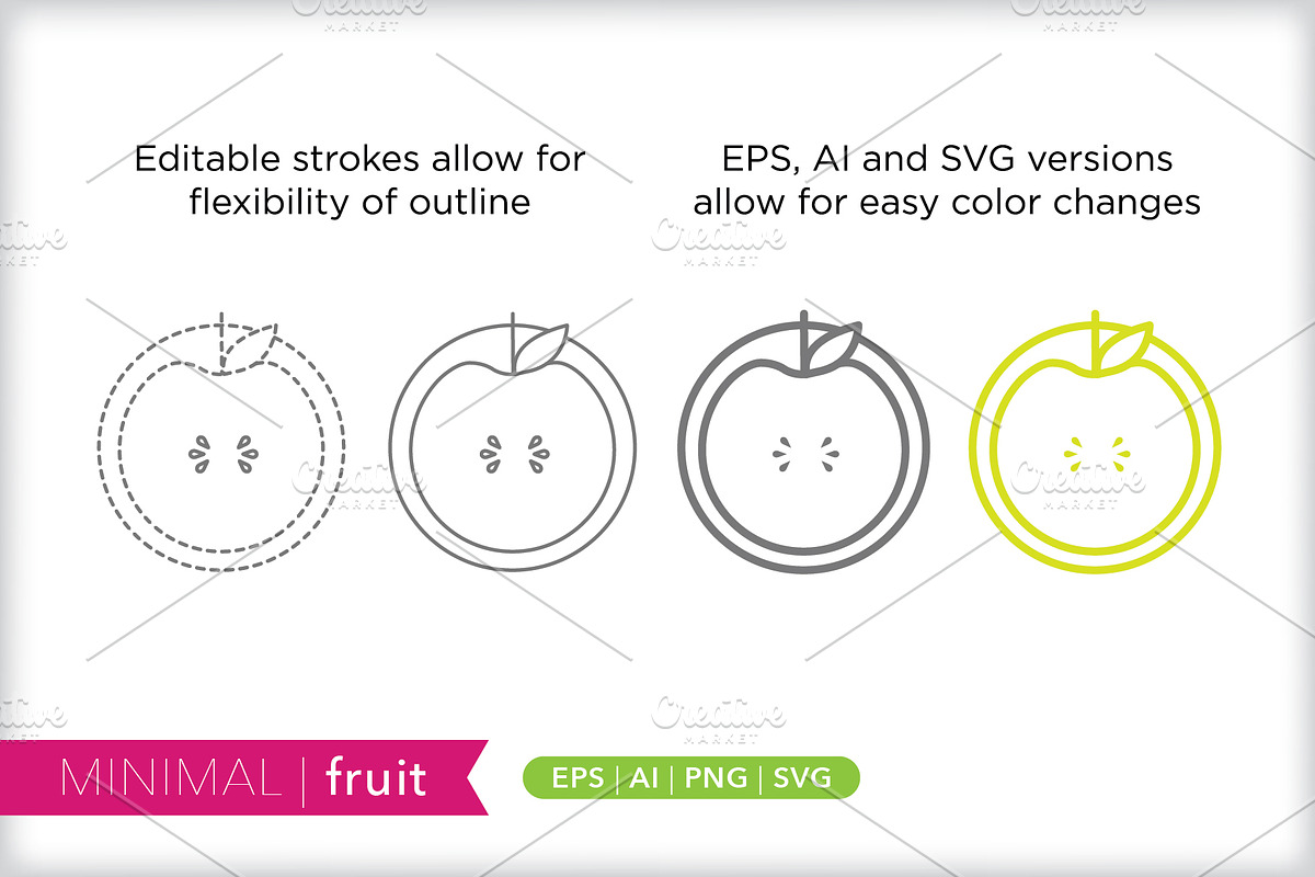 Minimal fruit icons, an Outline Icon by Picture Window (Photo 5 of 5)