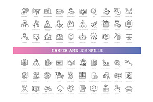 Career and job skills line icons set, an Outline Icon by Tettygreen