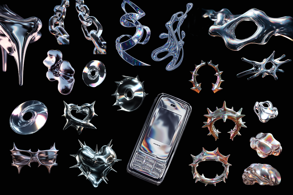 Chrome 3D Y2k Design Elements, an Object Graphic by THE PIGGEST (Photo 9 of 11)