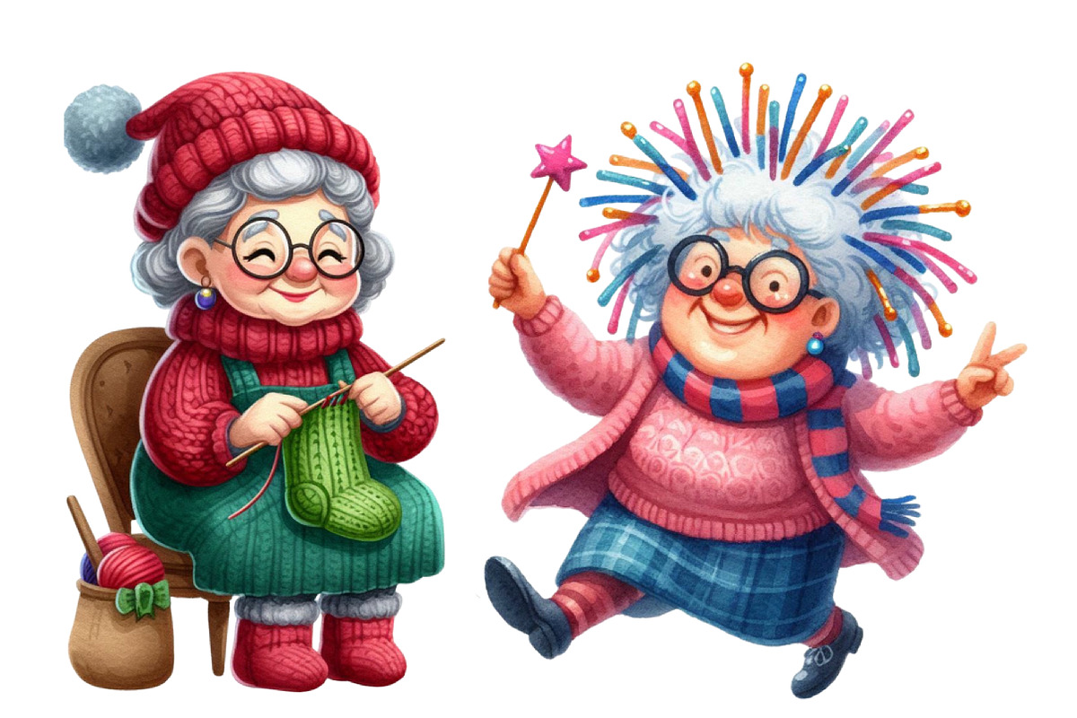 Funny Old Lady Christmas Sublimation, an Illustration by Designworld (Photo 4 of 6)