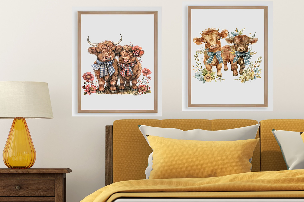 202 Watercolor Highland Cow Clip Art, an Animal Illustration by Art Paradise Studios (Photo 6 of 8)