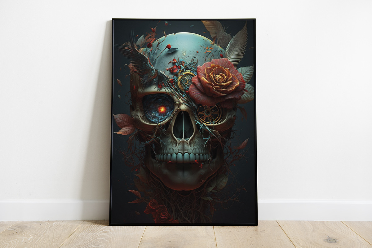 Gothic Skull with Roses Poster, an Object Graphic by DigitalFad