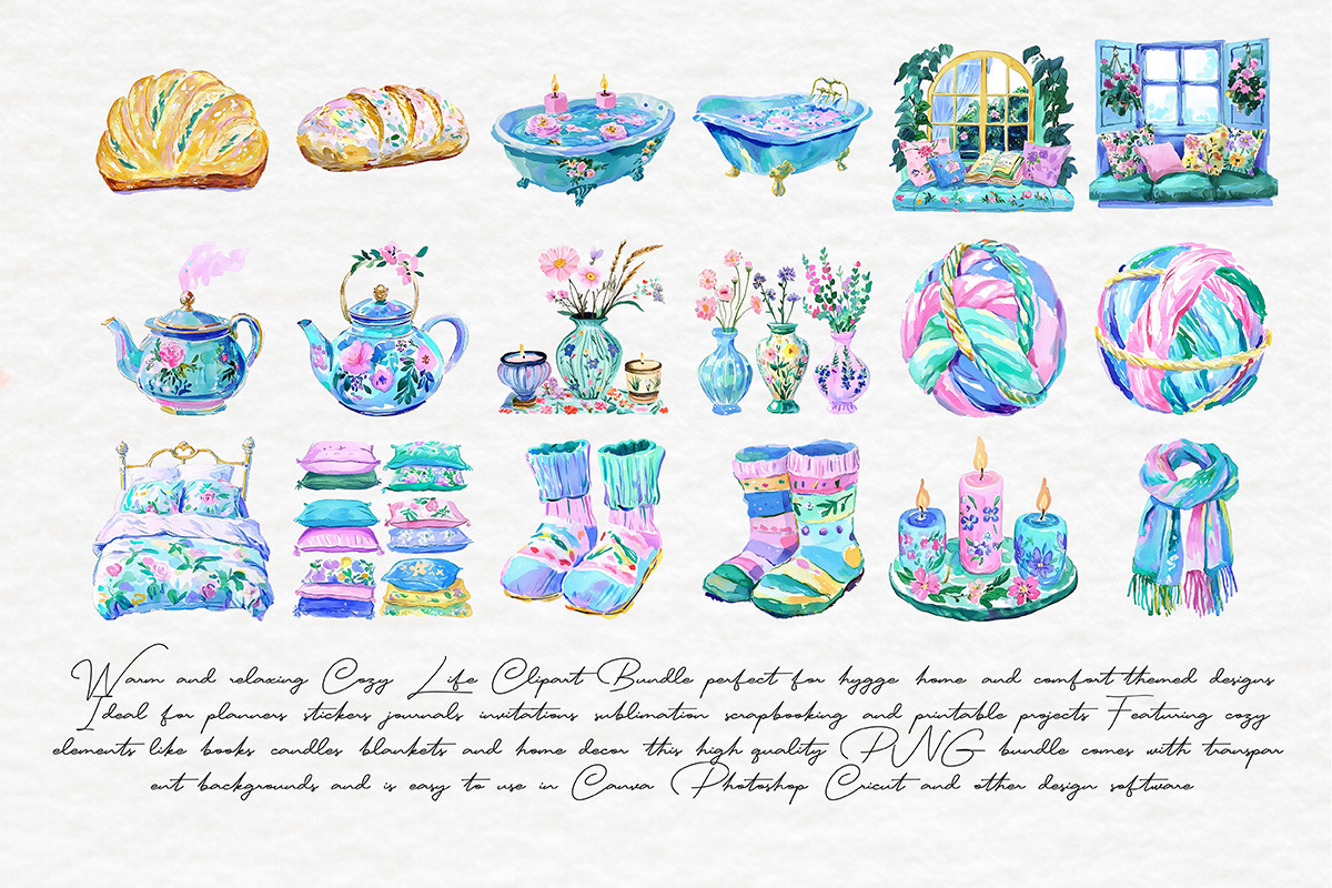 Cozy Life Clipart Bundle, an Object Illustration by Libby Wishes (Photo 9 of 9)