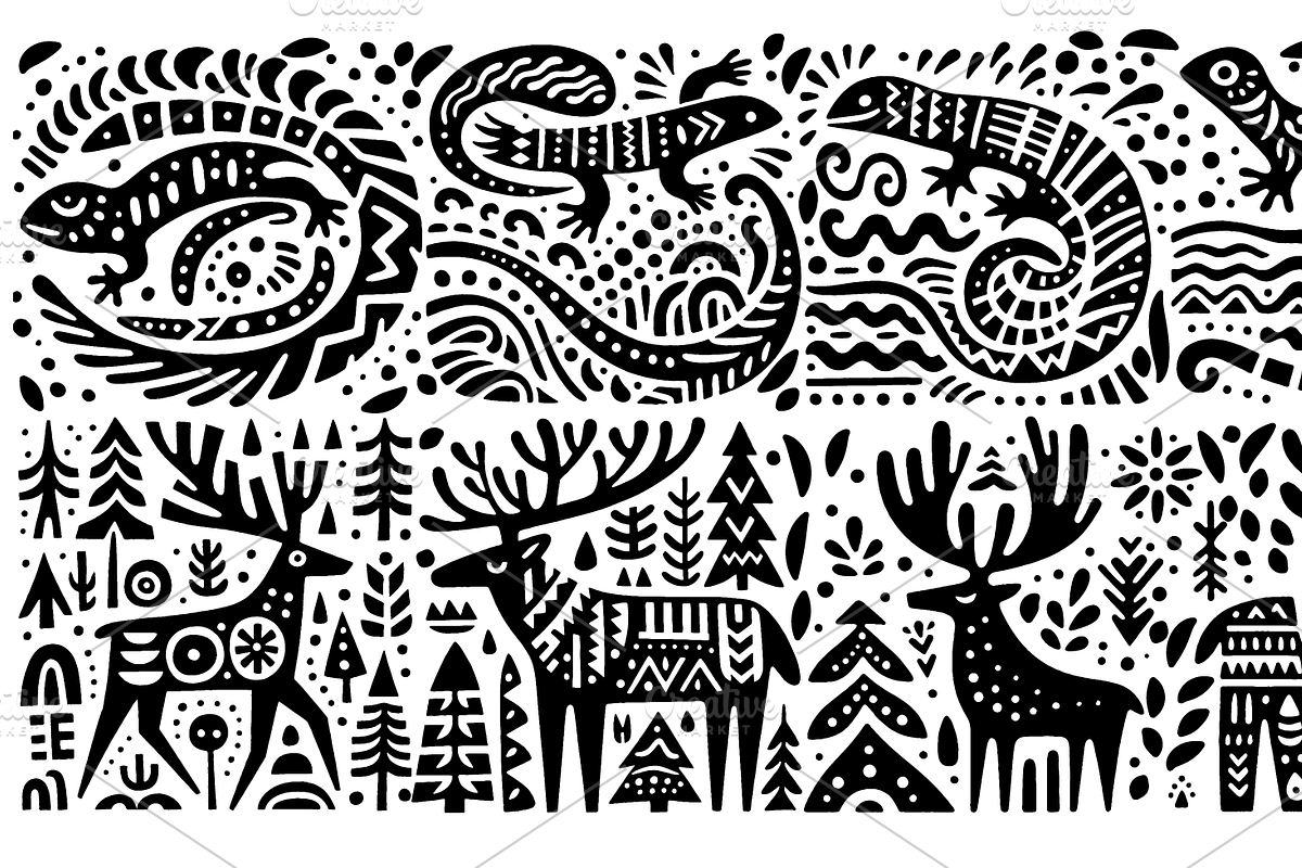Vintage Animals and Fish Folk Art, an Illustration by devastd (Photo 29 of 30)