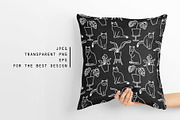 Line art plant and cat drawings, an Animal Illustration by eka panova (Thumbnail 5 of 6)