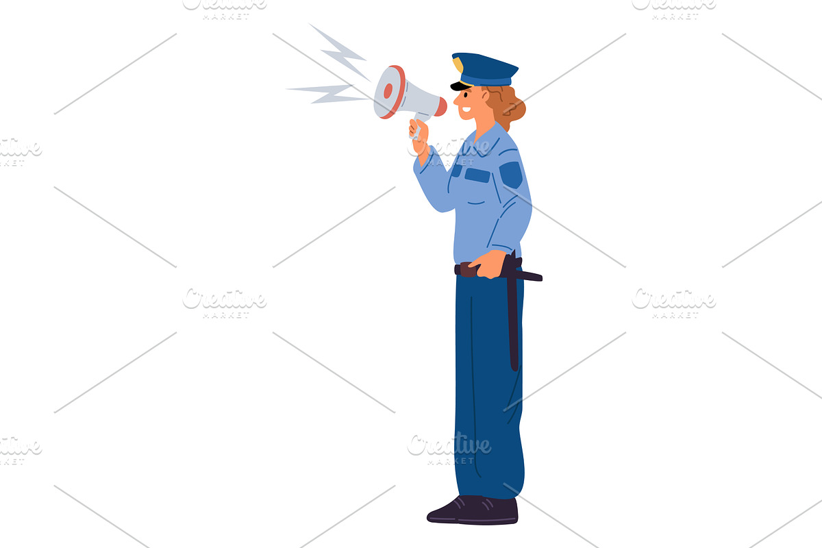 Young female police officer with, a Person Illustration by Vectorbuum