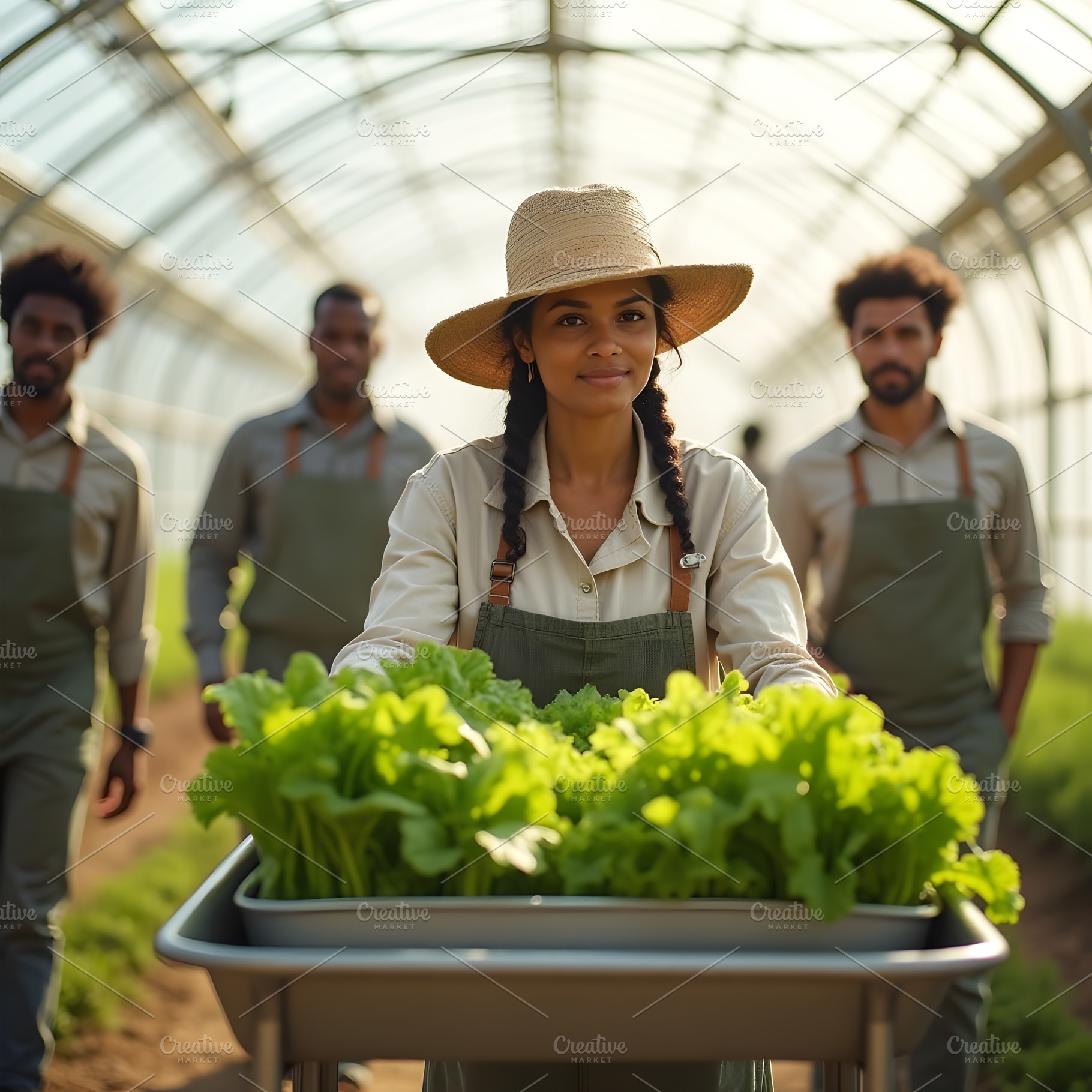 Woman Farmer Harvesting Lettuce in G, a Food & Drink Photo by Stock Shape