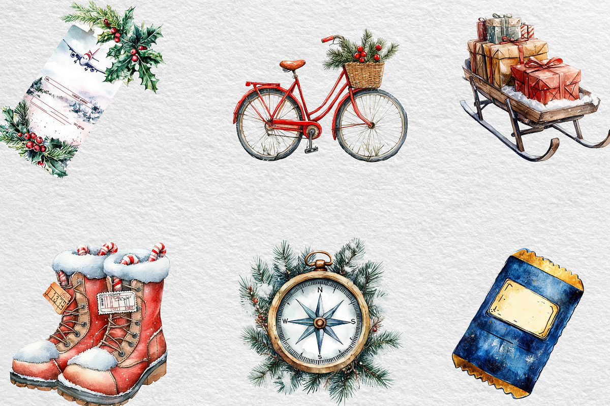 Christmas Travel Clipart, an Illustration by Black Bird Studio (Photo 3 of 6)