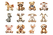 Watercolor Vintage Animal Plush Toys, an Illustration by SinaCreation (Thumbnail 2 of 7)