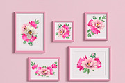 Watercolor Pink Peonies Clipart, an Object Graphic by DiashaArt (Thumbnail 4 of 10)
