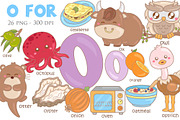 Alphabet O For Vocabulary Clipart, an Education Illustration by Peekadillie Art (Thumbnail 1 of 3)
