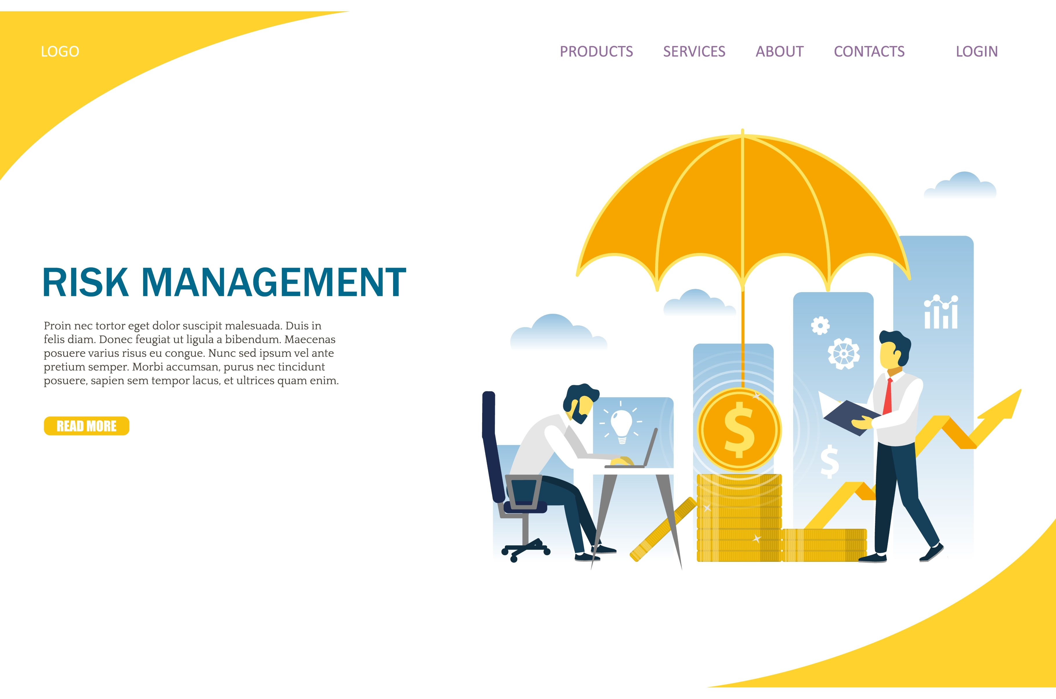 Risk management vector website, a Finance Illustration by Siberian Art