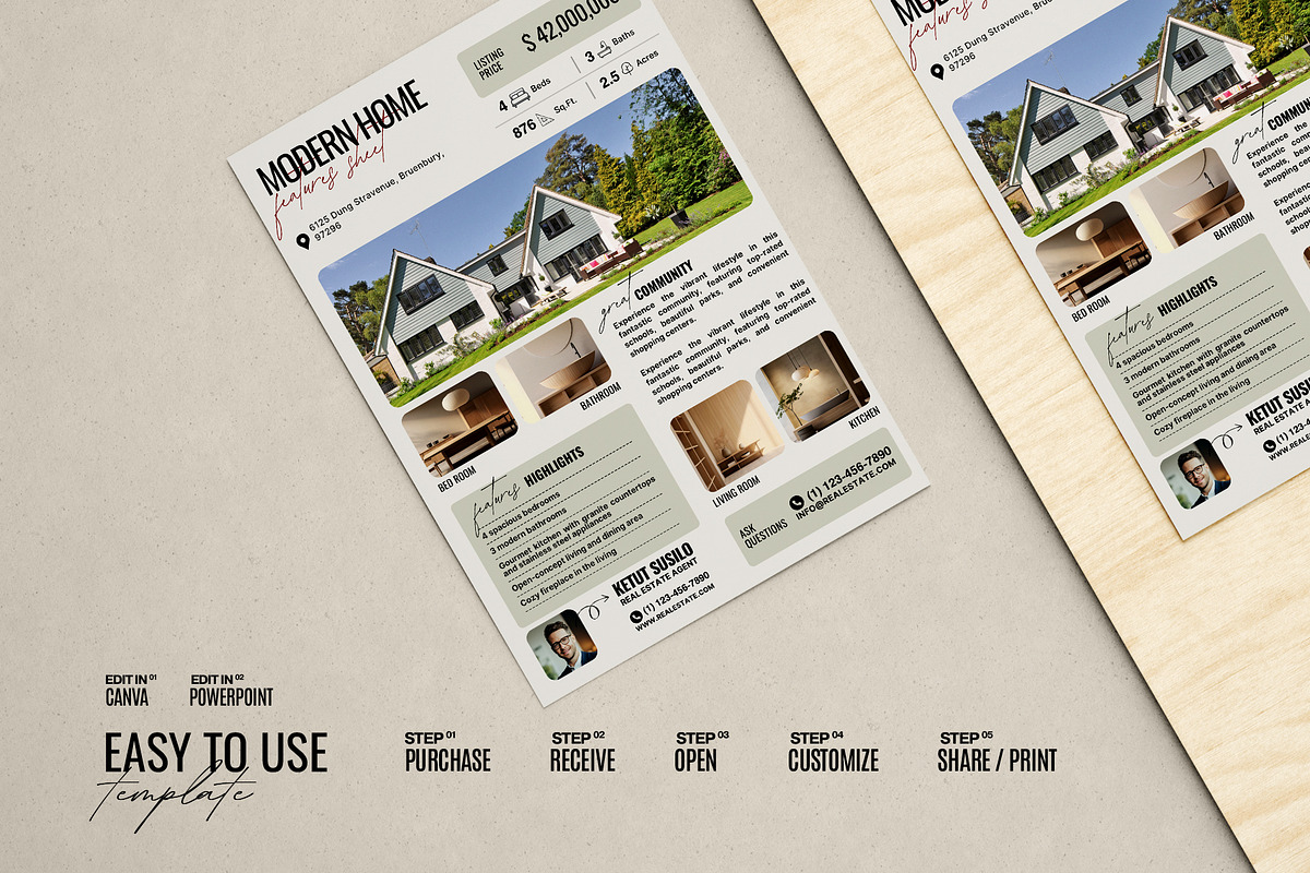 Real Estate Flyer Home Feature Sheet, a Flyer Template by Prapti Design (Photo 4 of 10)