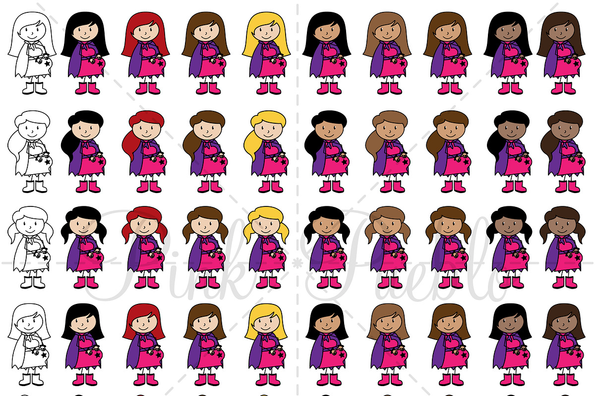 Pregnant Stick Figure Clipart Pack, an Illustration by PinkPueblo (Photo 3 of 4)