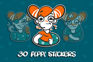 Girl Pippi sticker pack