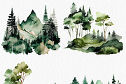 Forest Watercolor Clipart PNG, an Object Graphic by MyLittleMeow (Thumbnail 2 of 6)