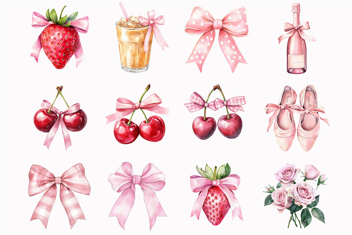 Pink Bows Coquette Clipart, an Illustration by Design Market (Photo 3 of 4)